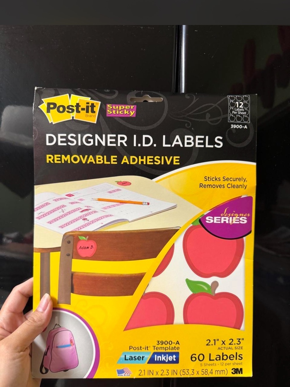 Designer I.D. Labels Removable Adhesive Apple